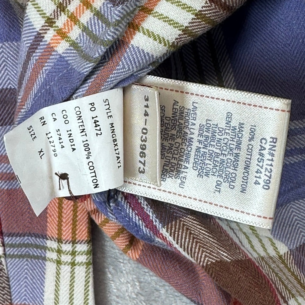 True Religion Service Co Flannel Shirt XL Blue Plaid Back Graphic Embroidered - Picture 10 of 11